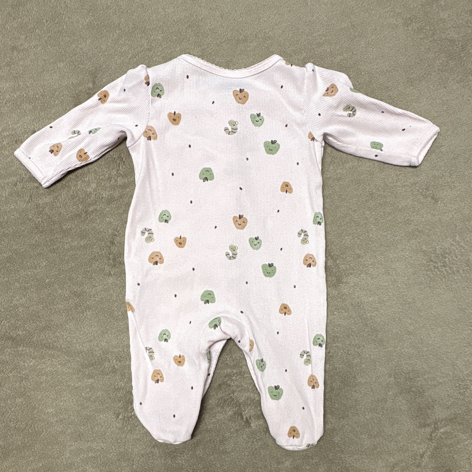 Carter’s White Fruit Print Ribbed Knit Footed Snap Sleeper Unisex 3 Months