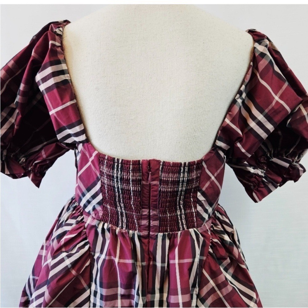 New Anthropologie Maeve Maroon Plaid Tartan Buffalo Holiday Winter Mini Dress L