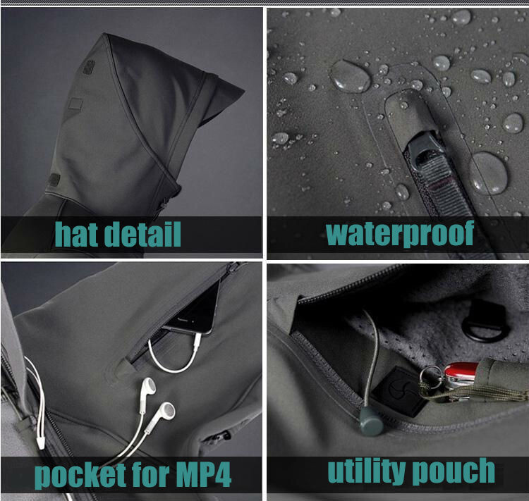 Tactical Jacket Mens Waterproof Military Coat Soft Shell Work Windbreaker Jacket