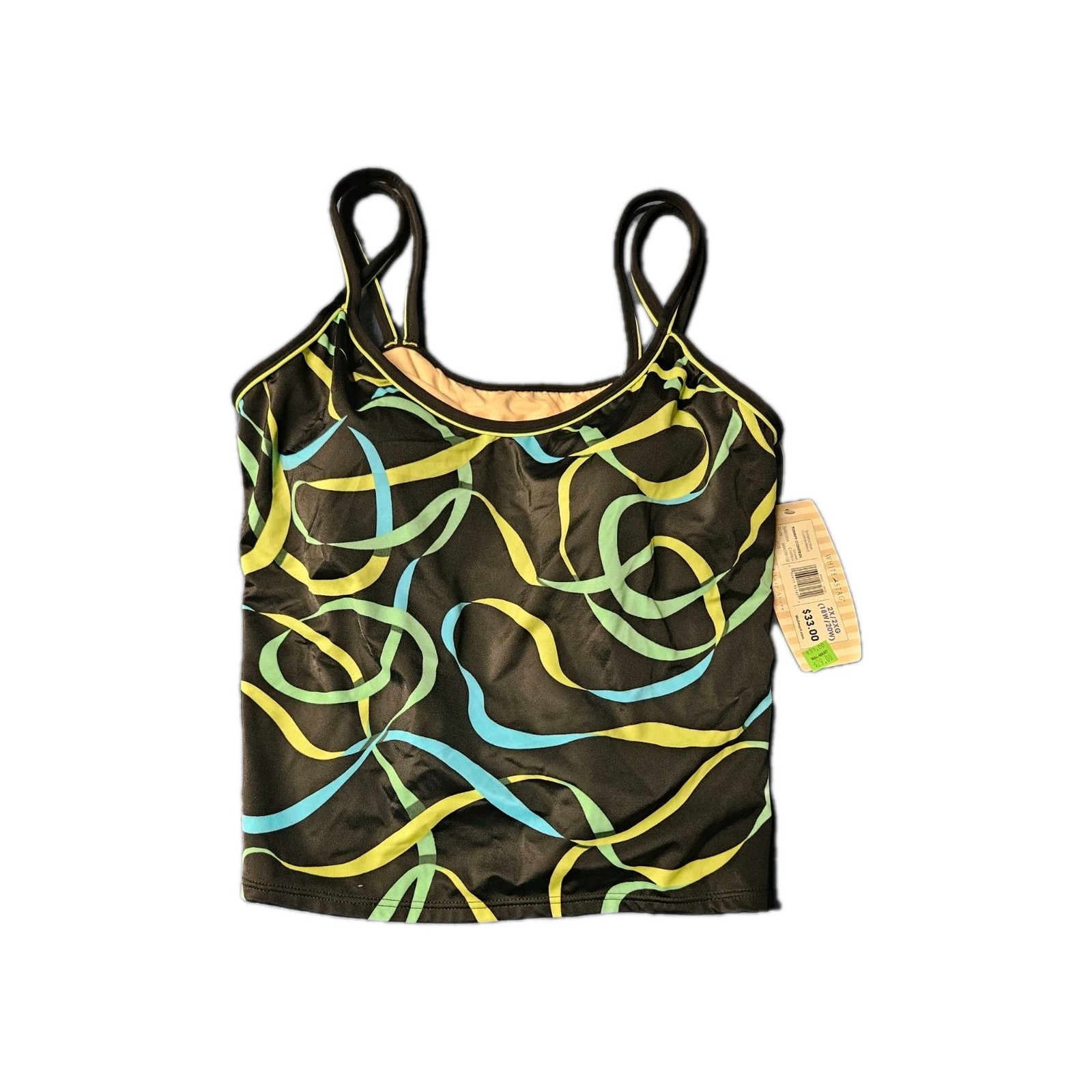 White Stag Plus 2X/2XG (18W/20W) Tummy Control Tankini Swim Top Abstract