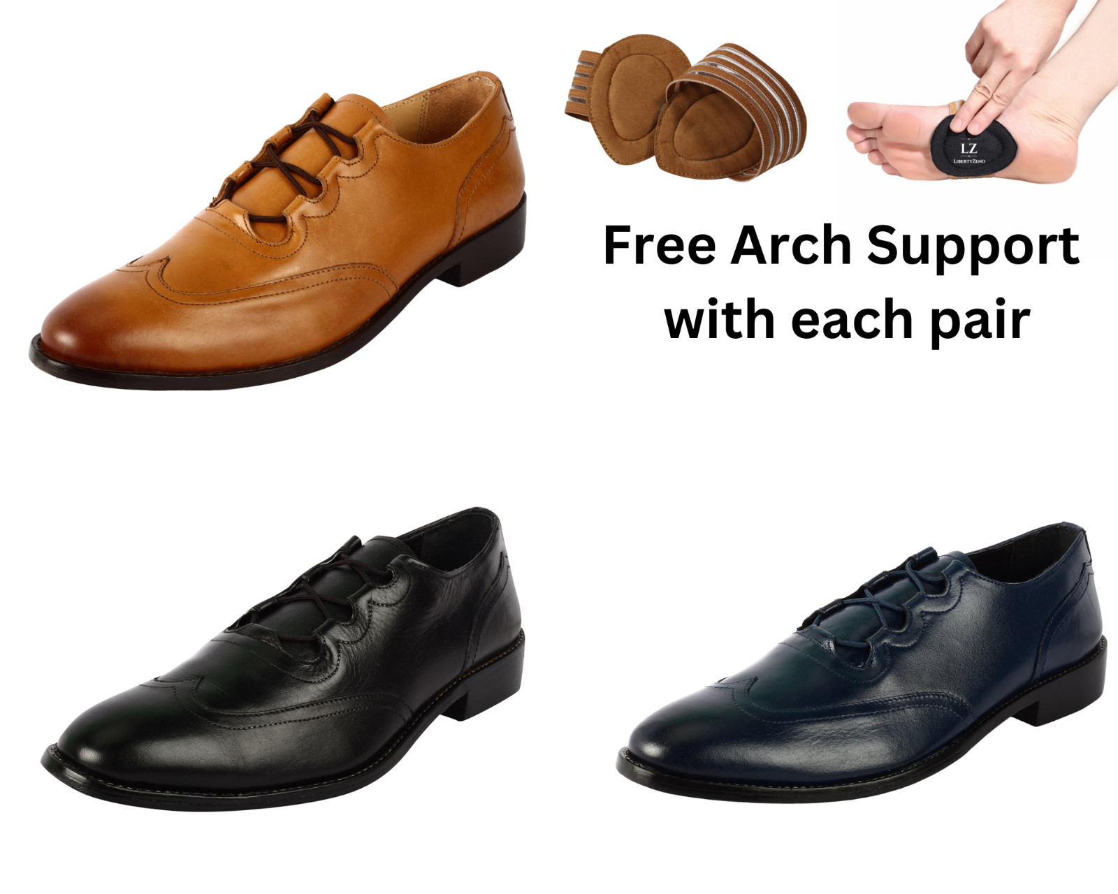 LIBERTYZENO Men’s Genuine Leather Wingtip Business Formal Oxford Dress Shoes