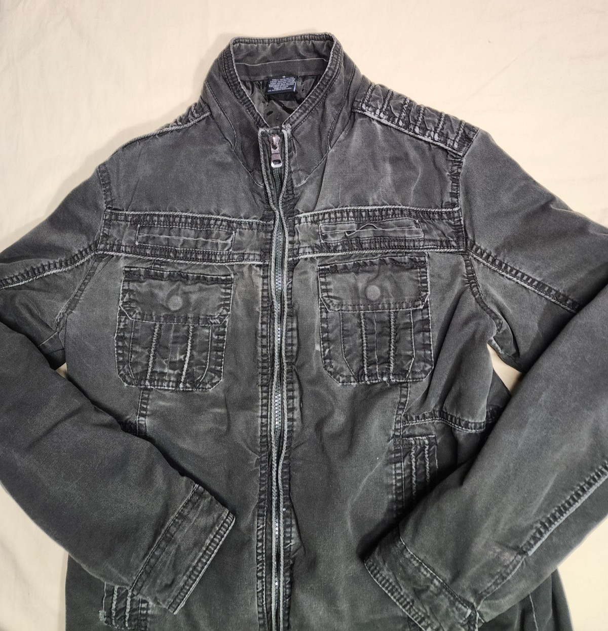 Ring Of Fire Jacket Men Small Gray Long Sleeve Lined Full Zip Hood Not included