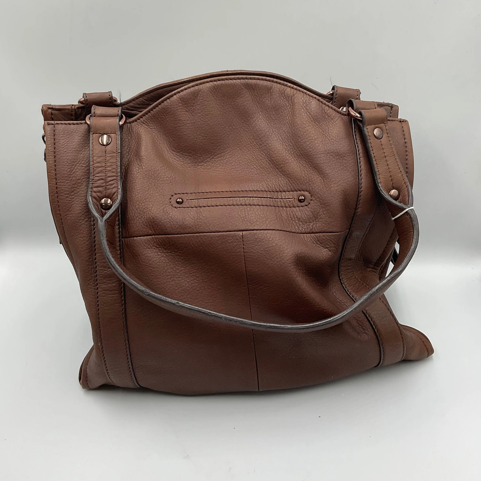 B. Makowsky Brown Leather Large Shoulder Bag