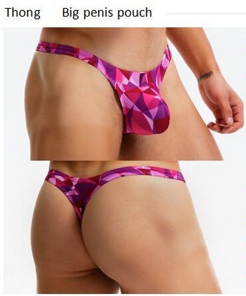Mens Sexy Rose Red Beach Briefs Thong Bikini Swimsuit Low Waist Gay Bathing Suit