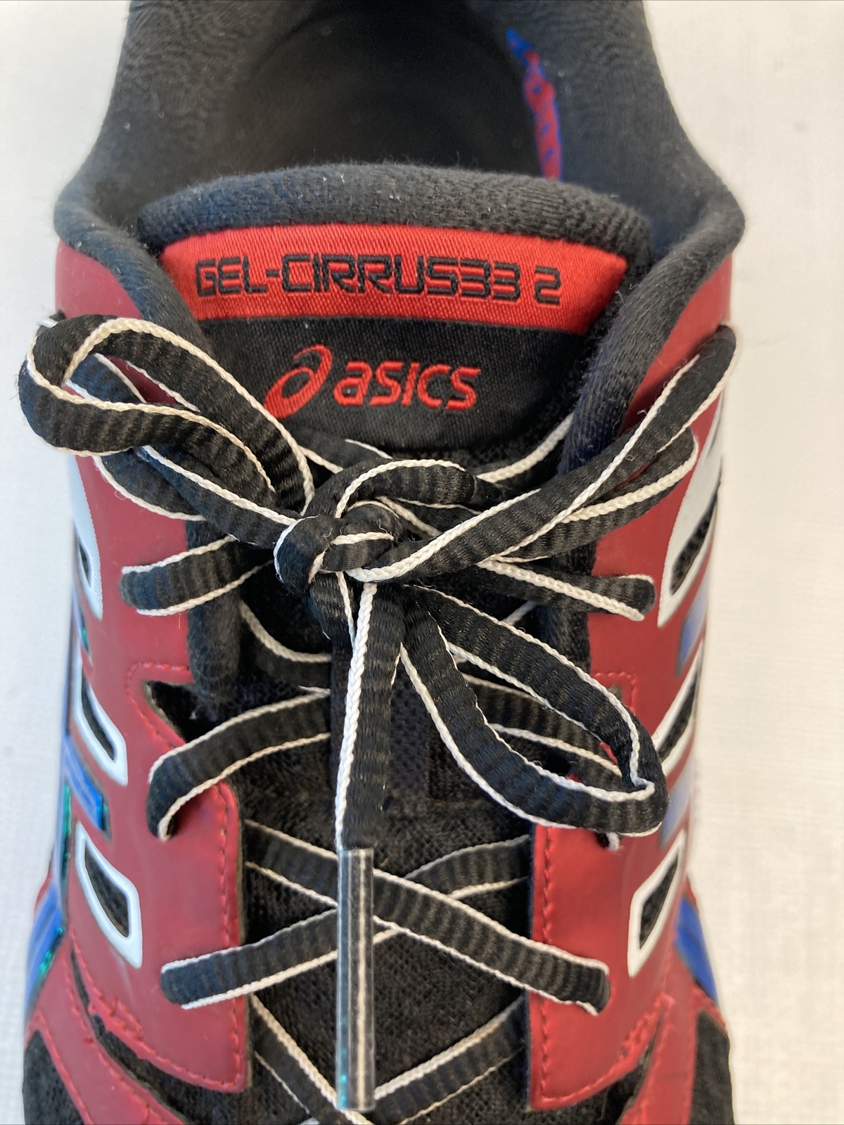 Asics Gel Cirrus33-2 Red Black Blue T314N Running Shoes Men 12.5 EUC HTF RARE