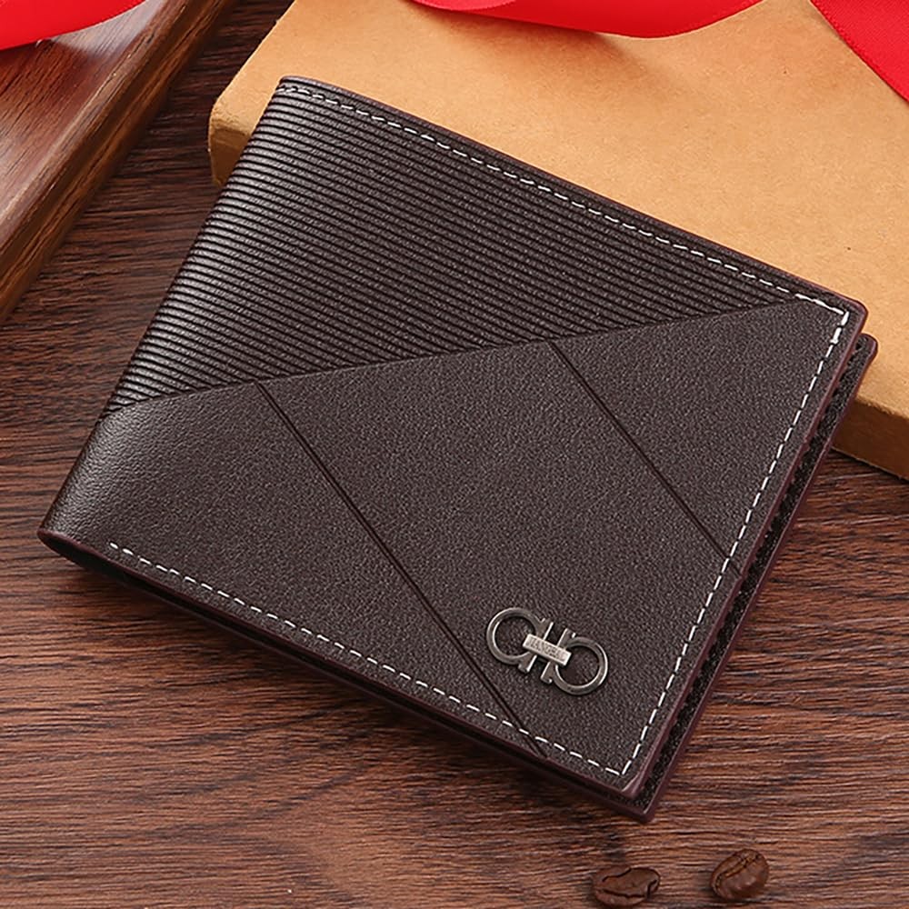 MUFANDUO Slim Wallet for Men with Money 4.68 x 3.75 x 0.6 inches, Coffee d