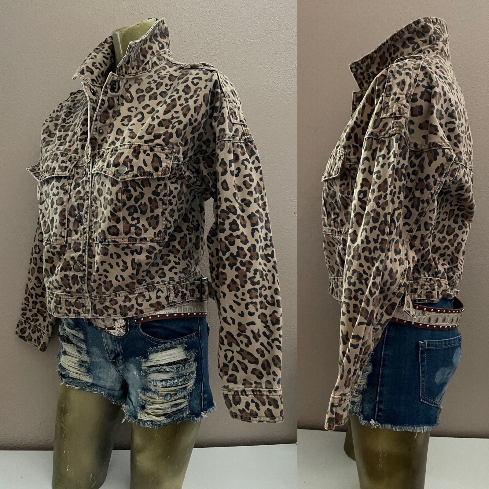 COTTON ON Classic LEOPARD Print JEAN JACKET Size 4