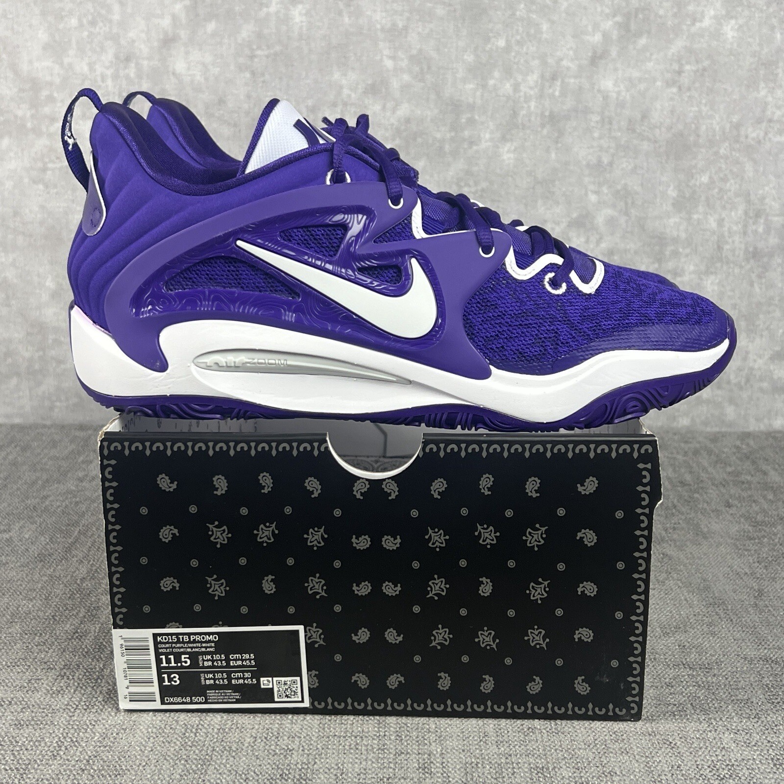 Nike KD15 TB Promo Court Purple White DX6648 500 Men’s Size 11.5