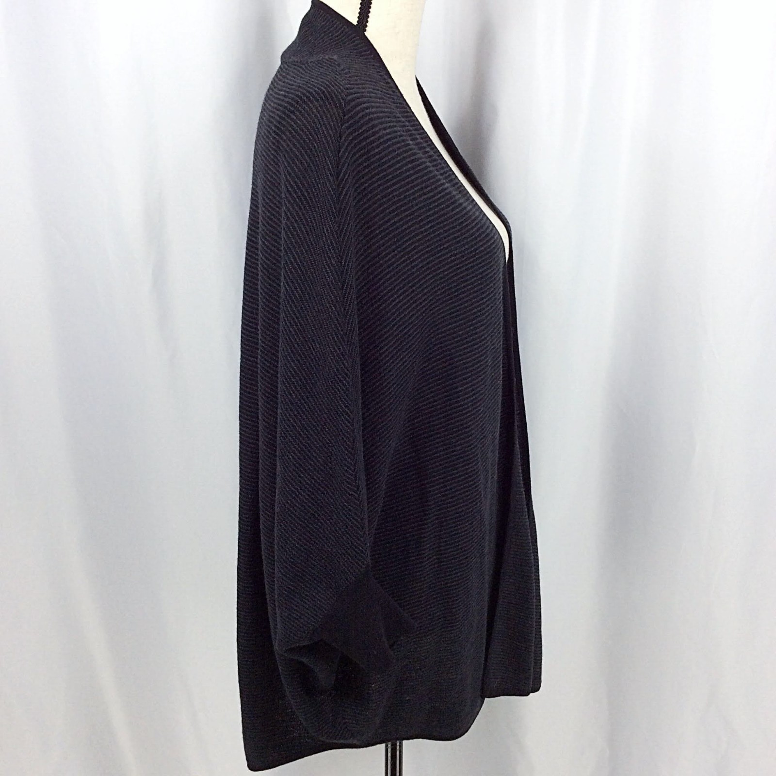 Eileen Fisher Batwing Dolman Sleeve Thin Knit Cardigan Sweater Large 100% Wool