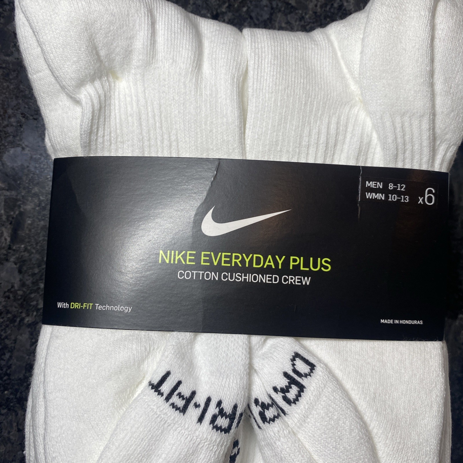 Lot of 2x Nike Everyday Plus Cotton Cushioned Crew Dri-Fit Socks Sz L 12 Pairs