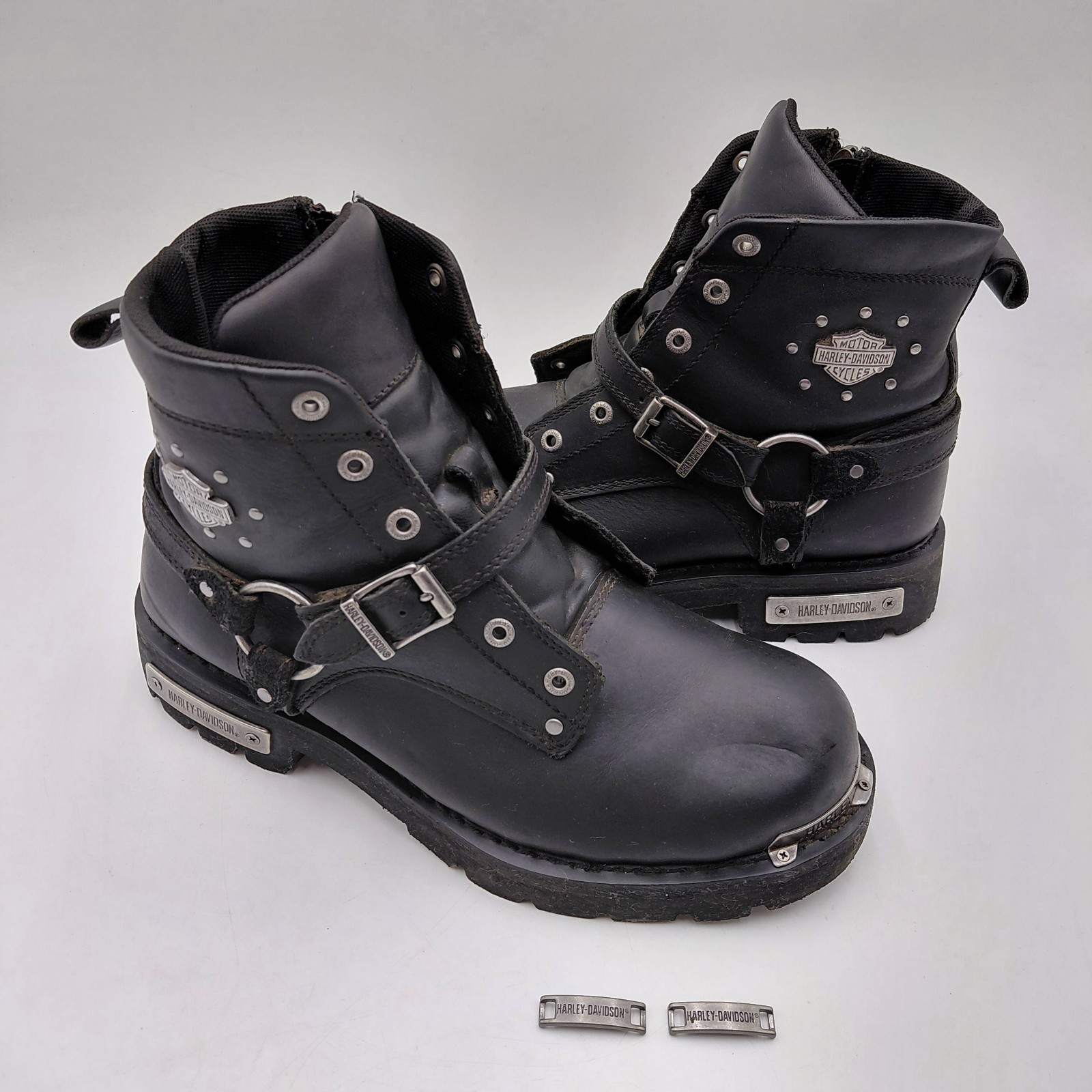 Harley Davidson Womens Becky 10 M Black Leather Motorcycle Boots D87048 Chunky