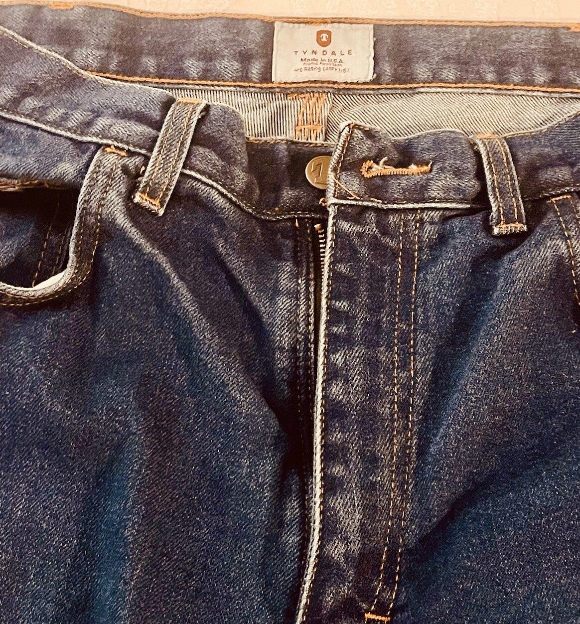 Mens Flame Resistant Jeans Dark Wash Denim Tyndale F290T 35×30 Rare Size NWT