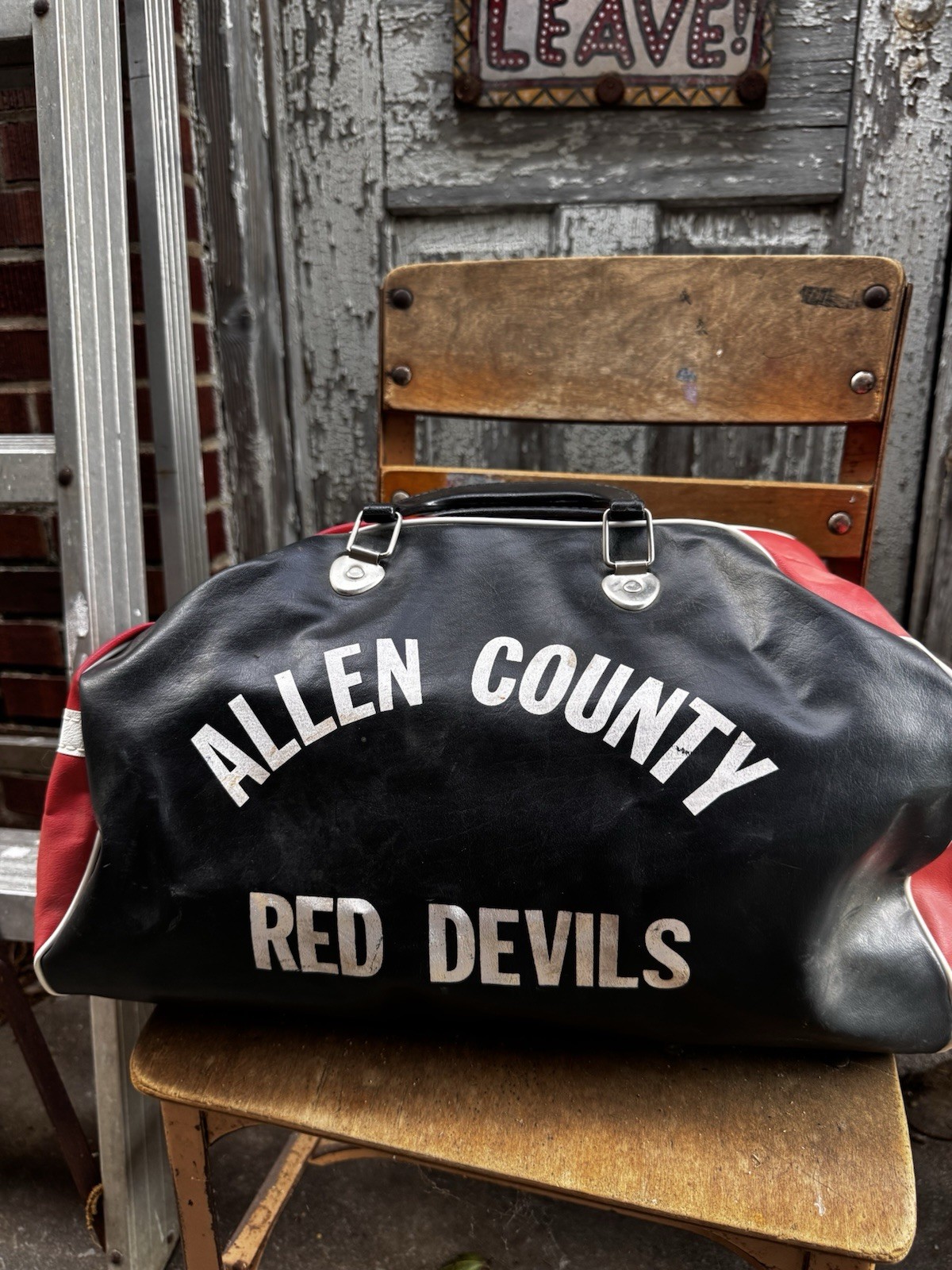 Vintage Gym Bag Duffle ALLEN COUNTY RED DEVILS KS 60s Athletic Collegiate