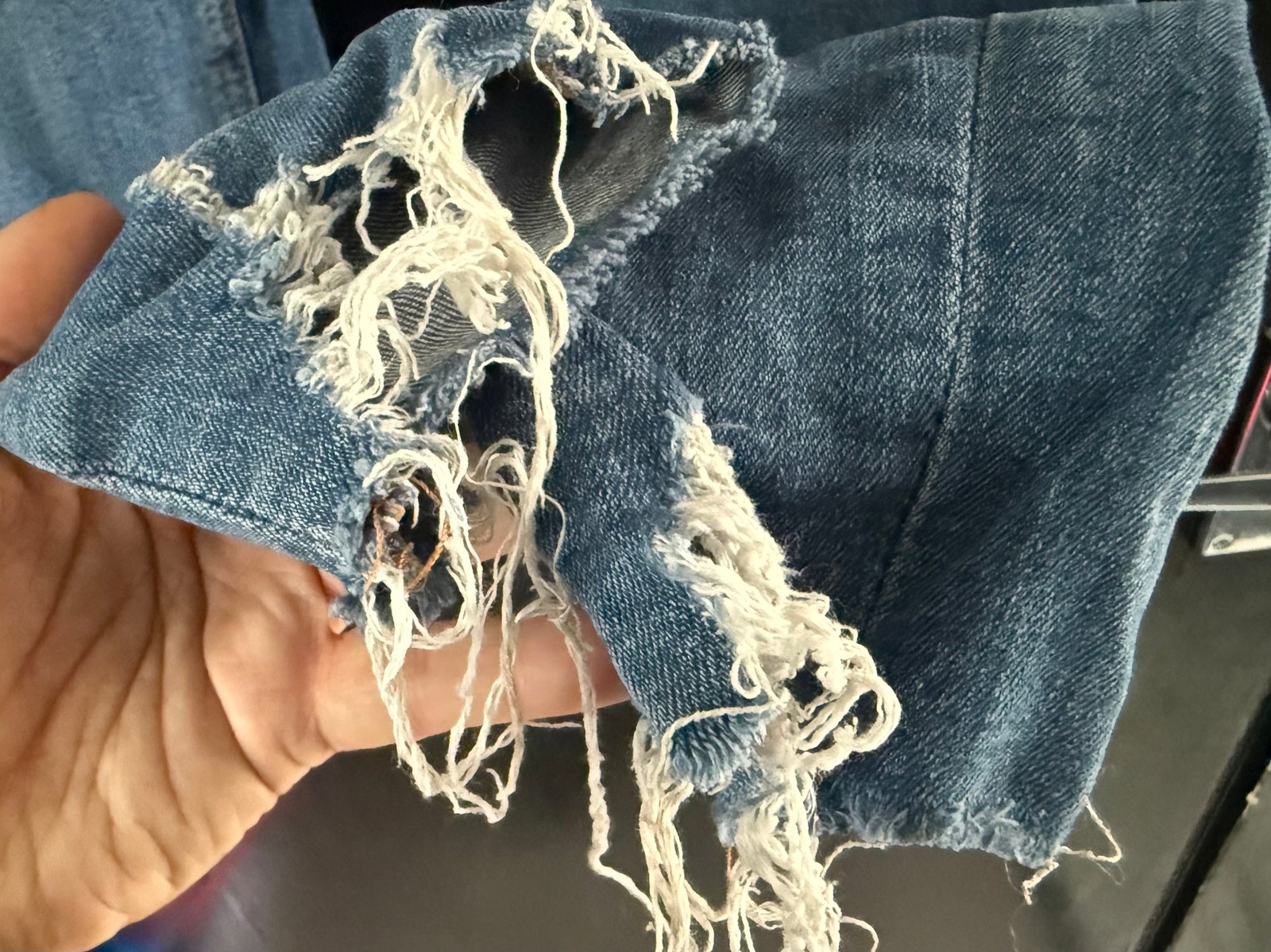 Primark Denim Co Distressed Ripped Skinny Jeans Size UK 8 Blue Raw Edge