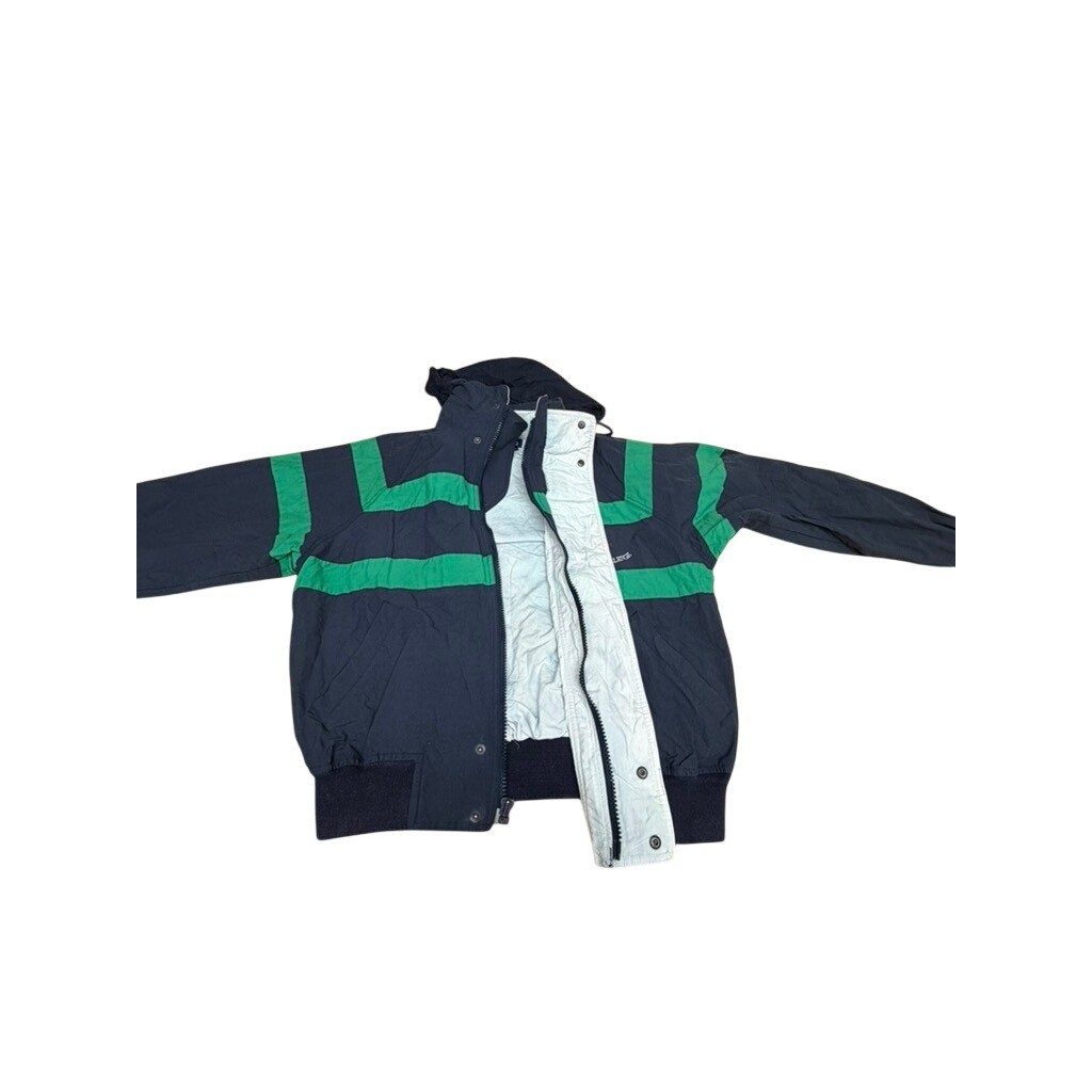 Nautica Challenge J-Class Sailing Jacket Mens Large Navy Green Vintage Hooded
