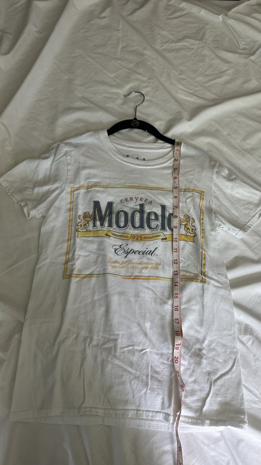 Modelo Especial 1925 Beer White Graphic Tee Shirt Small Cotton Ripple Junction