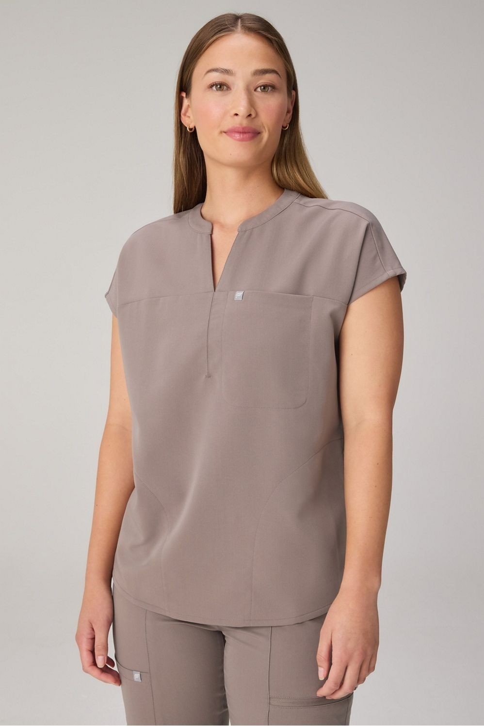Fabletics Womens Evolve Oversized Scrub Top XS Neutral Nurse Hospital Work