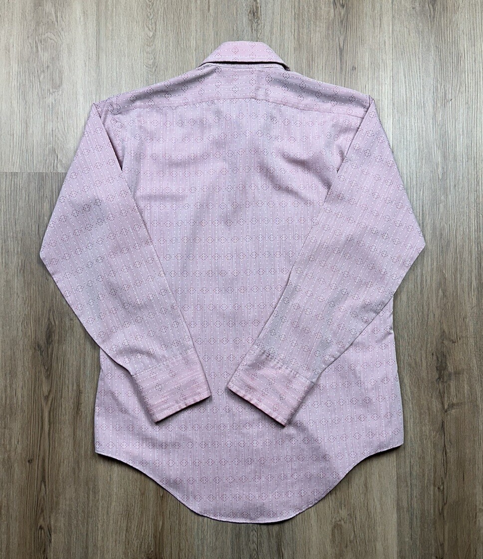 VINTAGE Arrow Kent Collection Light Red Pink Pinstriped Pocket Shirt Size 15-33