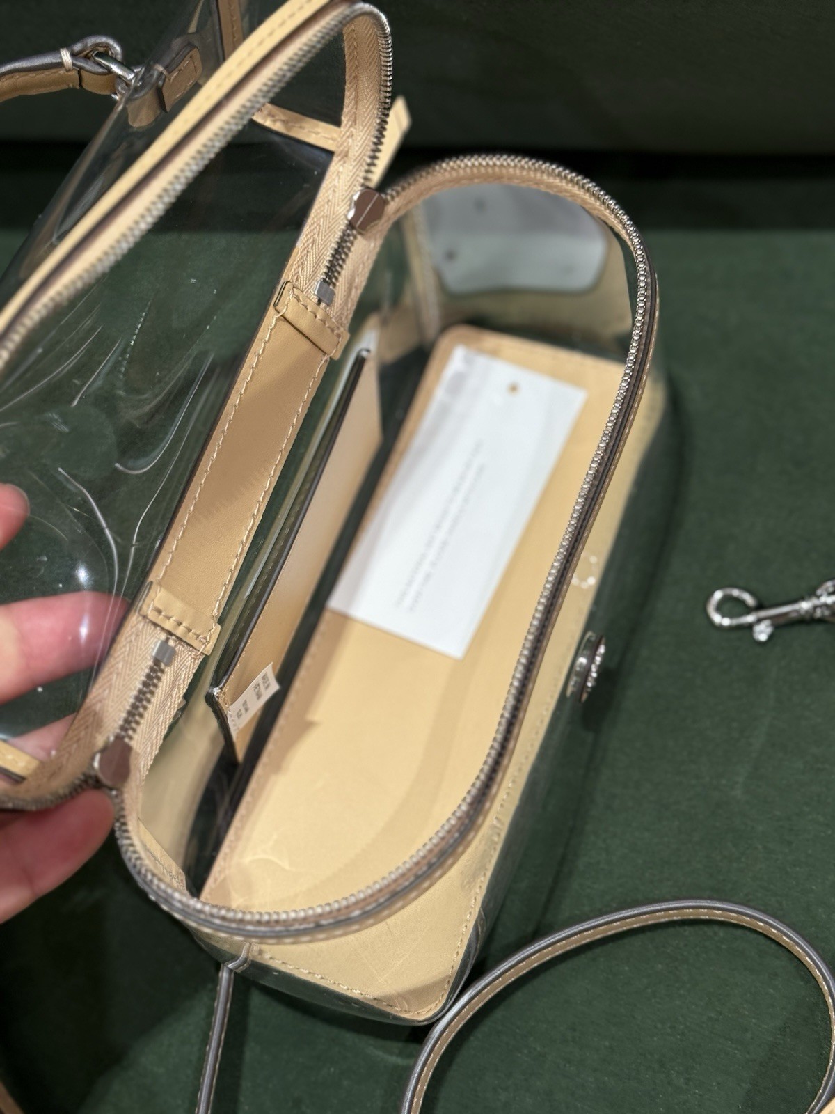 Tory Burch Rory Clear Vanity Bag 180145 Brushed Almond $445 new