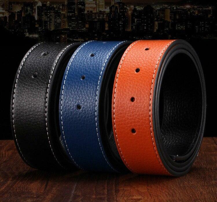 New Leather No Buckle For H 38mm Replacement Belt Men’s Strap Straps*