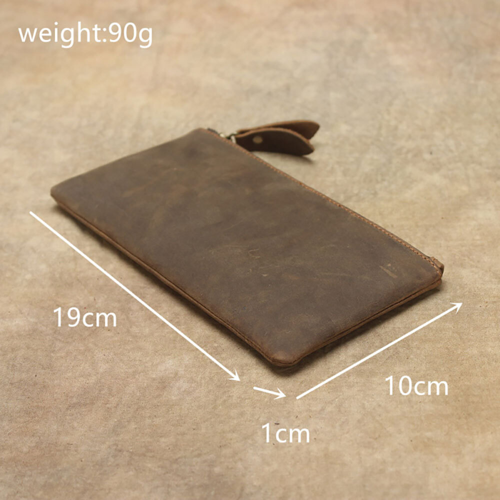 Leather Cash Long Wallet Envelope Zipper Pouch – Money Holder for Men & Women^
