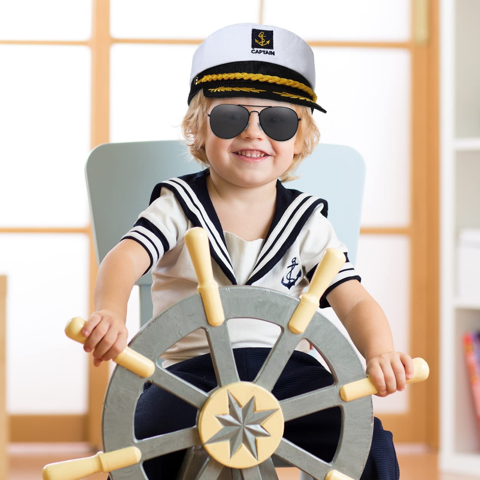 Hercicy 12 Pieces Yacht Captain Hat Sailor Ship Costume Set Adjustable White …