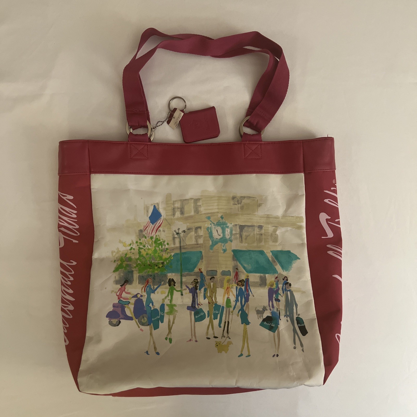 Vintage Marshall Field’s Dark Pink Canvas Tote w/ Photo Keychain Inside Pocket