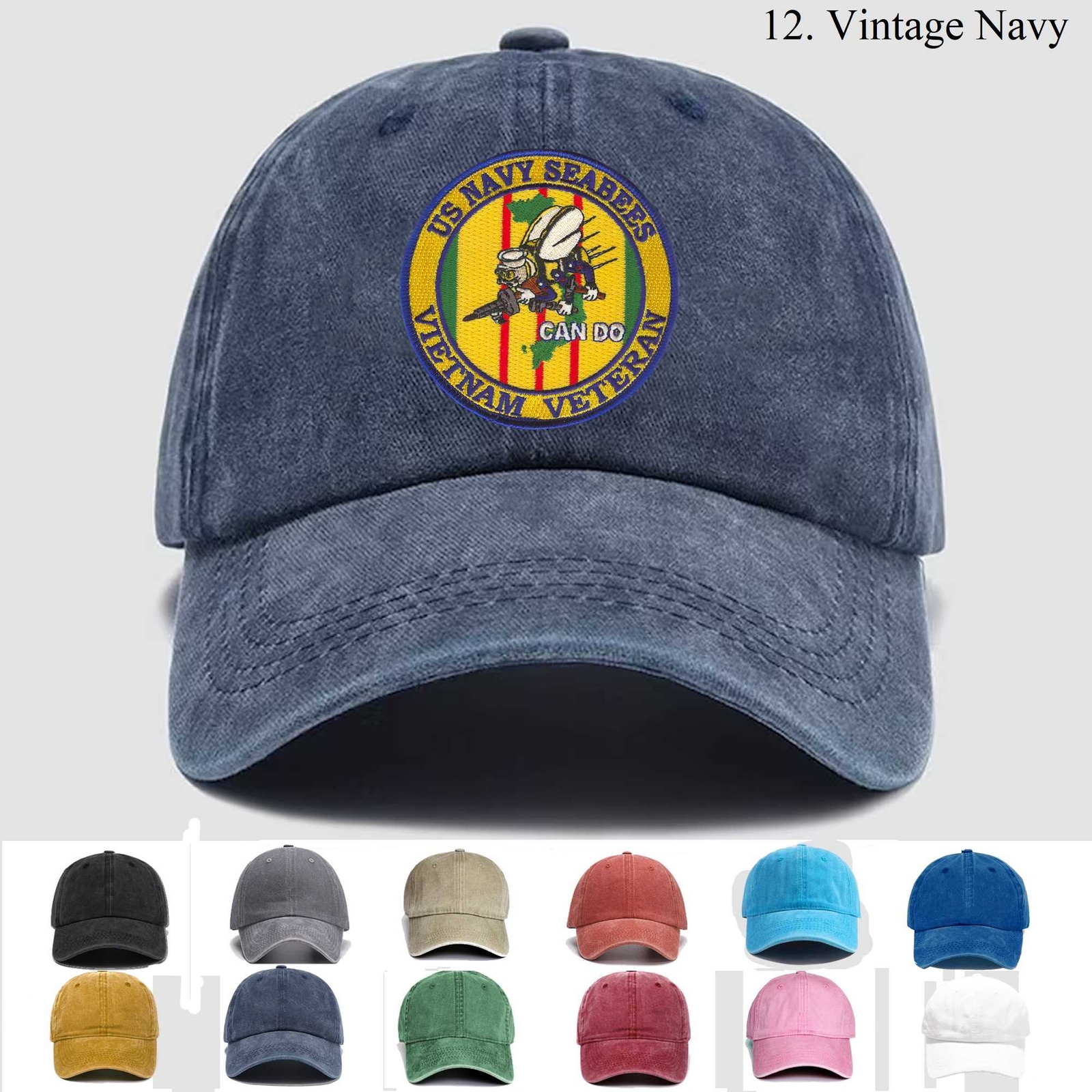 Embroidered Hat USNV Seabees Vietnam Veteran, Veteran Cap, Custom Hat, Gift