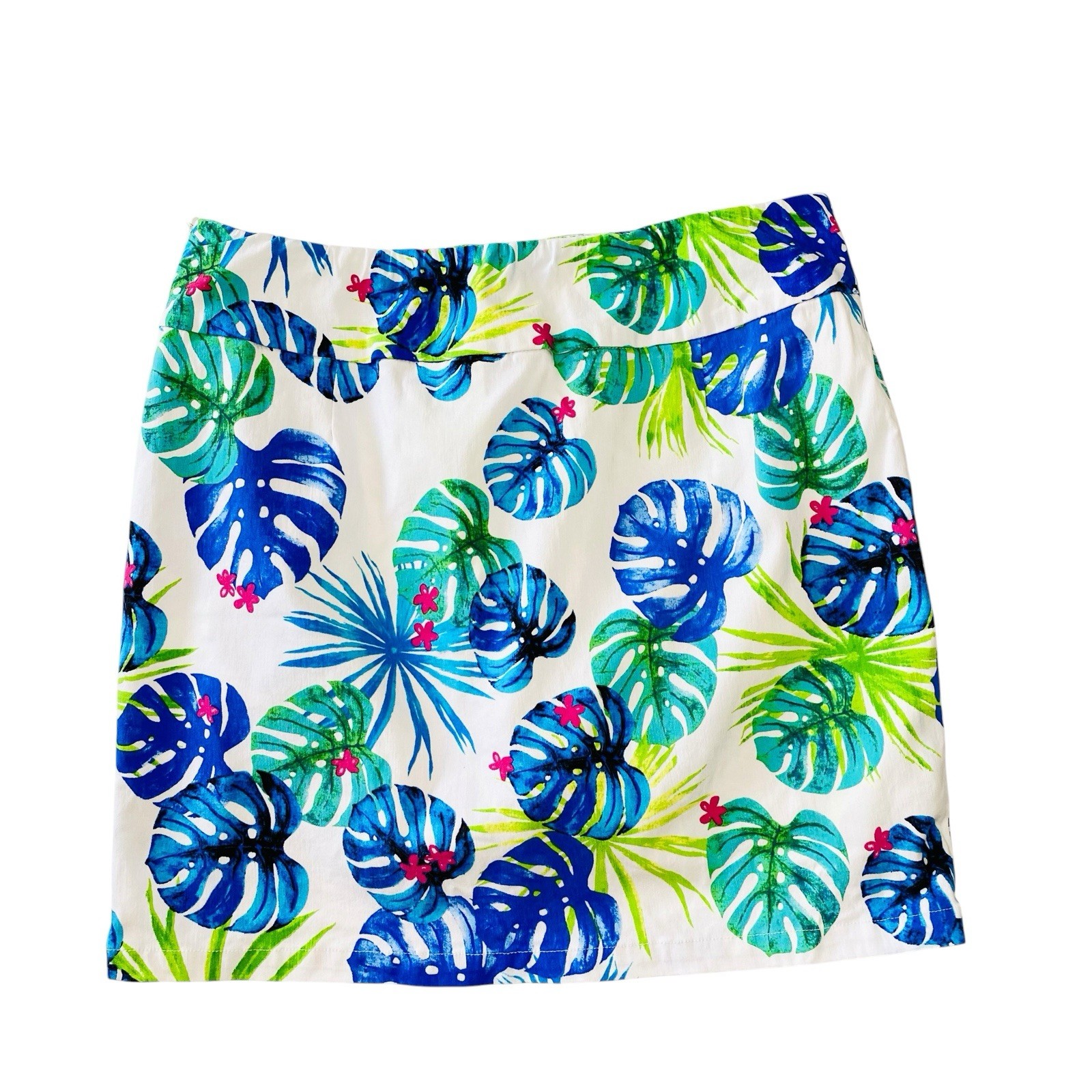SARA STUDIO Tropical Skort Size Large Stretchy Pockets Comfort Travel Vacation