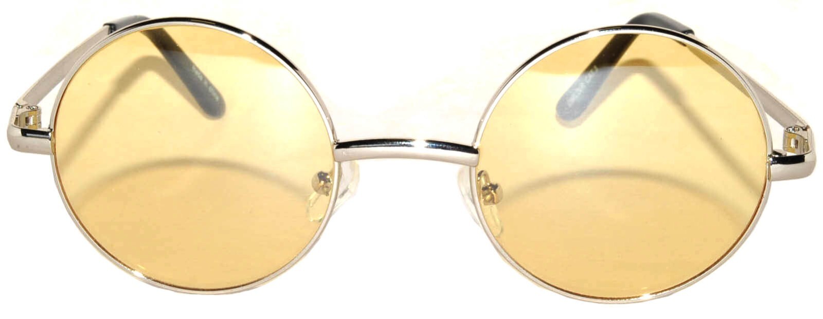 ROUND WOMEN SUNGLASSES YELLOW LENS HIPPIE HIPSTER RETRO METAL FRAME 43 MM
