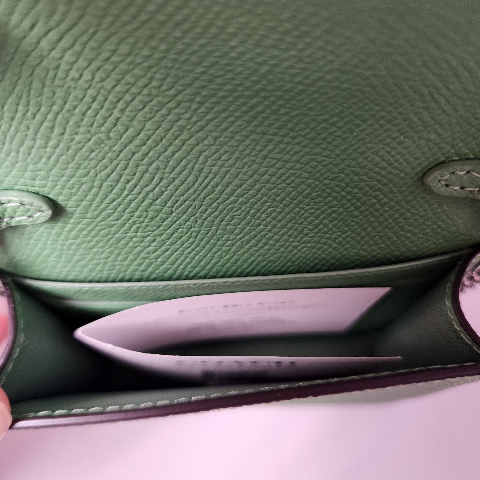 NWTCoach C0059 Mini Wallet On a Chain Soft Green Metallic Crossgrain Leather