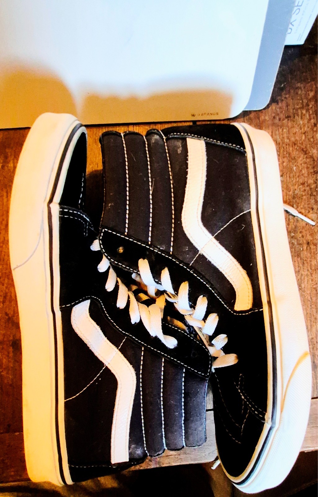 Vans SK8 HI Black White Canvas High Top Skateboard Shoes Size W-7.5 M-6 Ex Con
