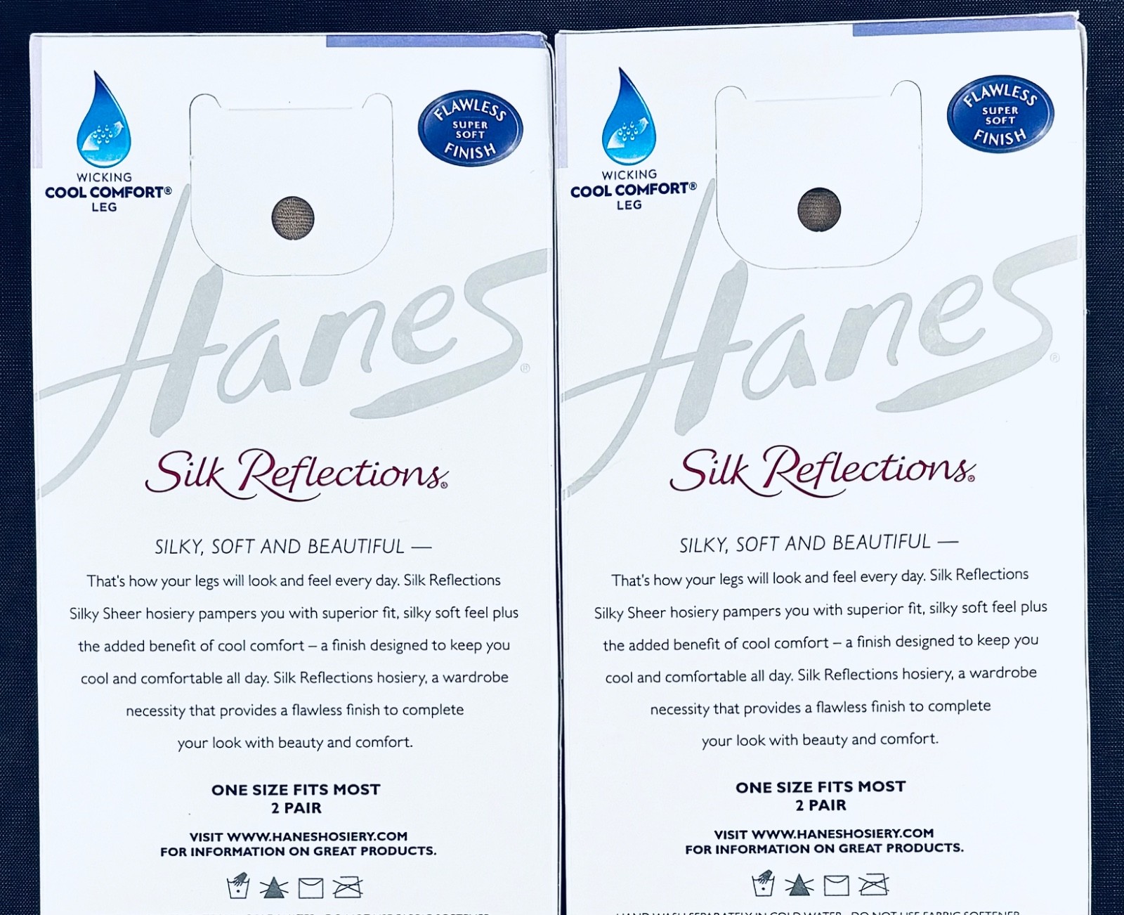 HANES SILK REFLECTIONS SILKY SHEER NUDE KNEE HIGHS 2PK =4 PAIRS REINFORCED TOE
