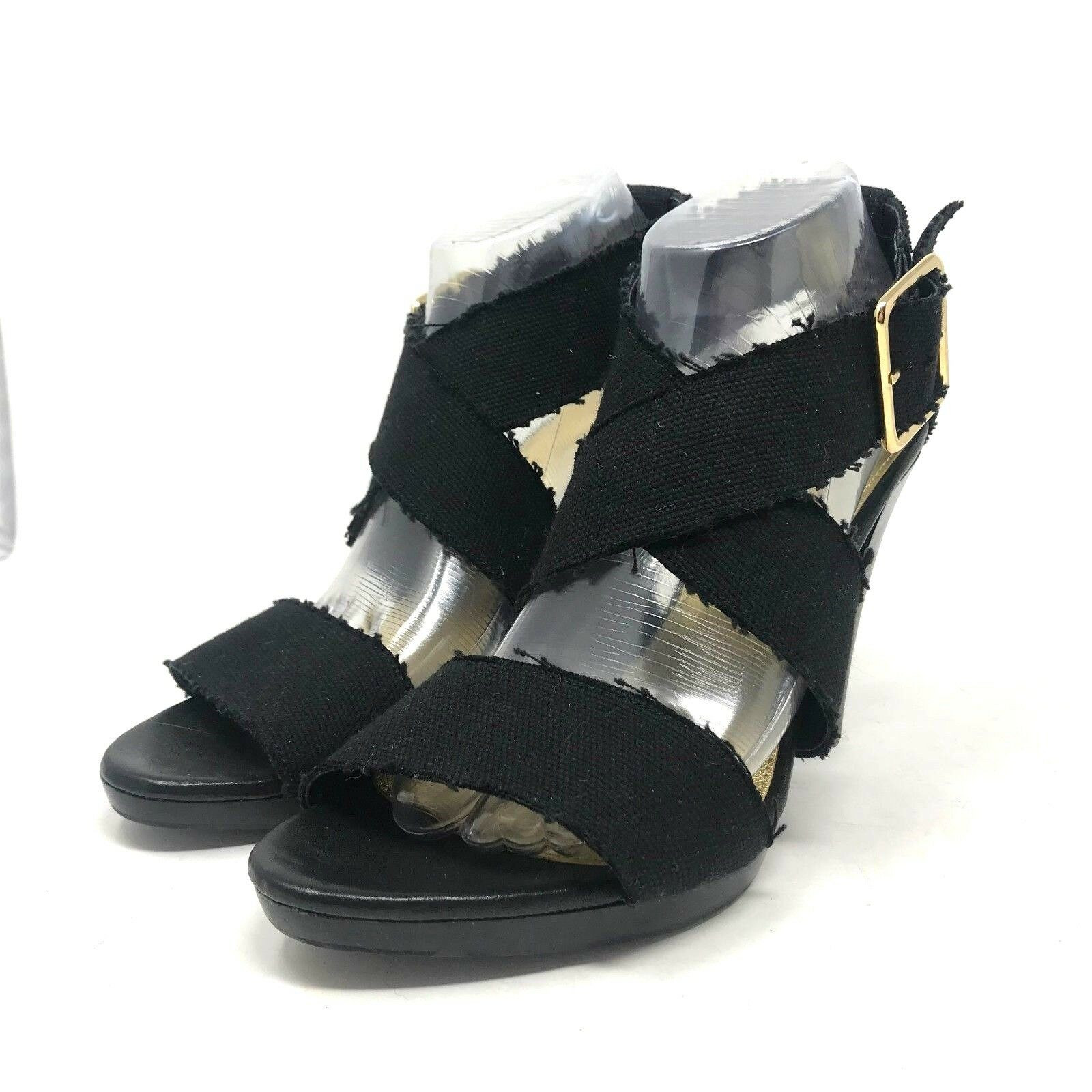 J Crew Strappy Open Toe Heel Womens 10 Black Elastic Fabric Agnyss Pump Sandal