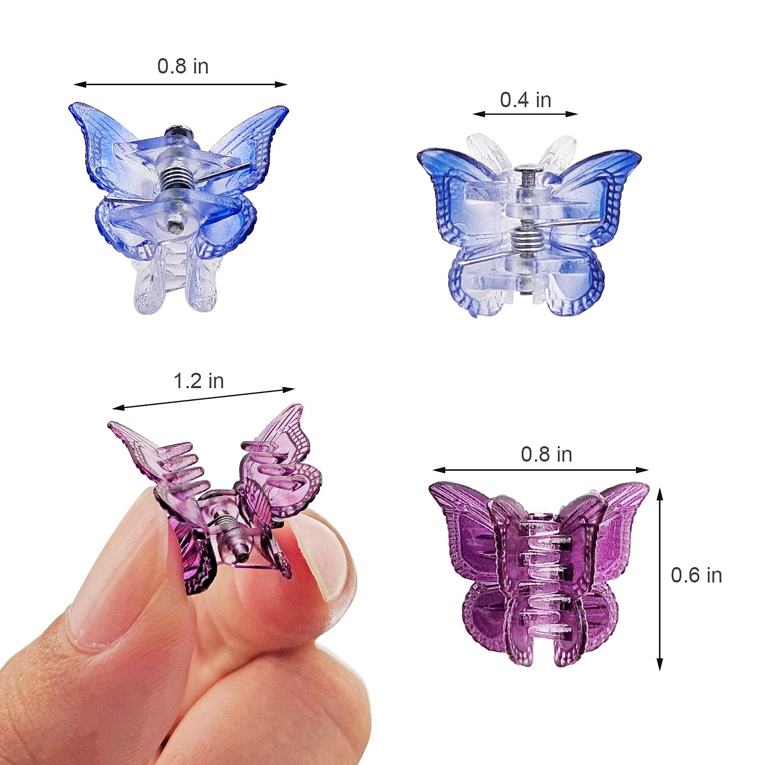 50 Packs Assorted Color Butterfly Hair Clips, Beautiful Mini Butterfly Hair Clip