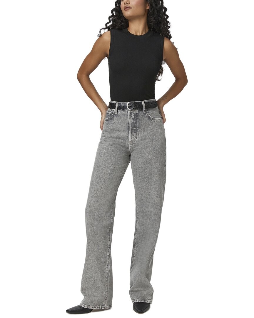 PAIGE Sawyer Wide Leg Jeans Misty Morning 100% Cotton High Rise Size 28
