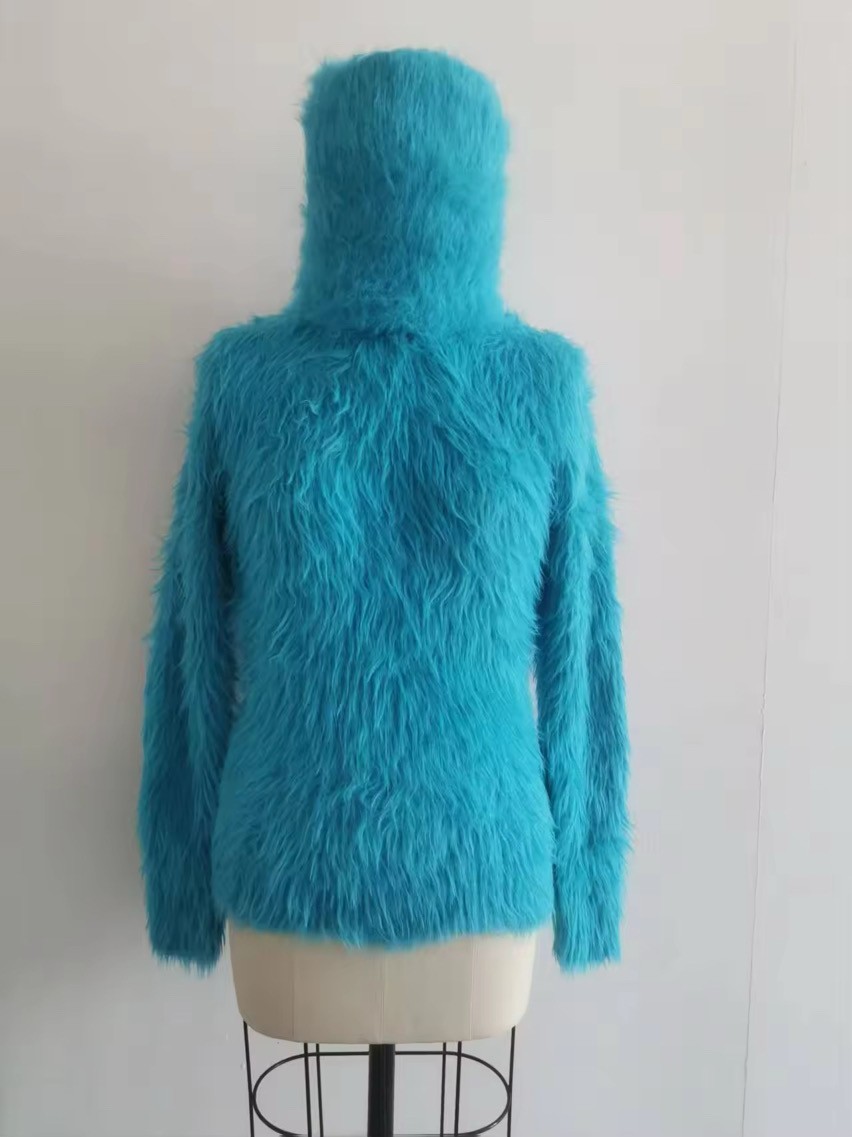 Fuzzy Fluffy Furry Aqua Blue SweaterKitten 200cm Turtleneck Sweater
