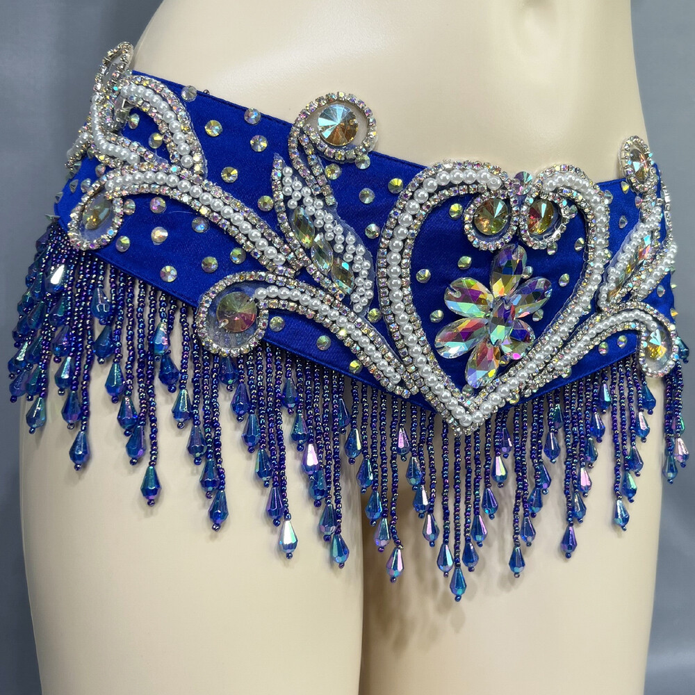 Beaded Belly Dance Costume EDC Party Samba Carnival Outfit (Bra Belt) 7 Colors