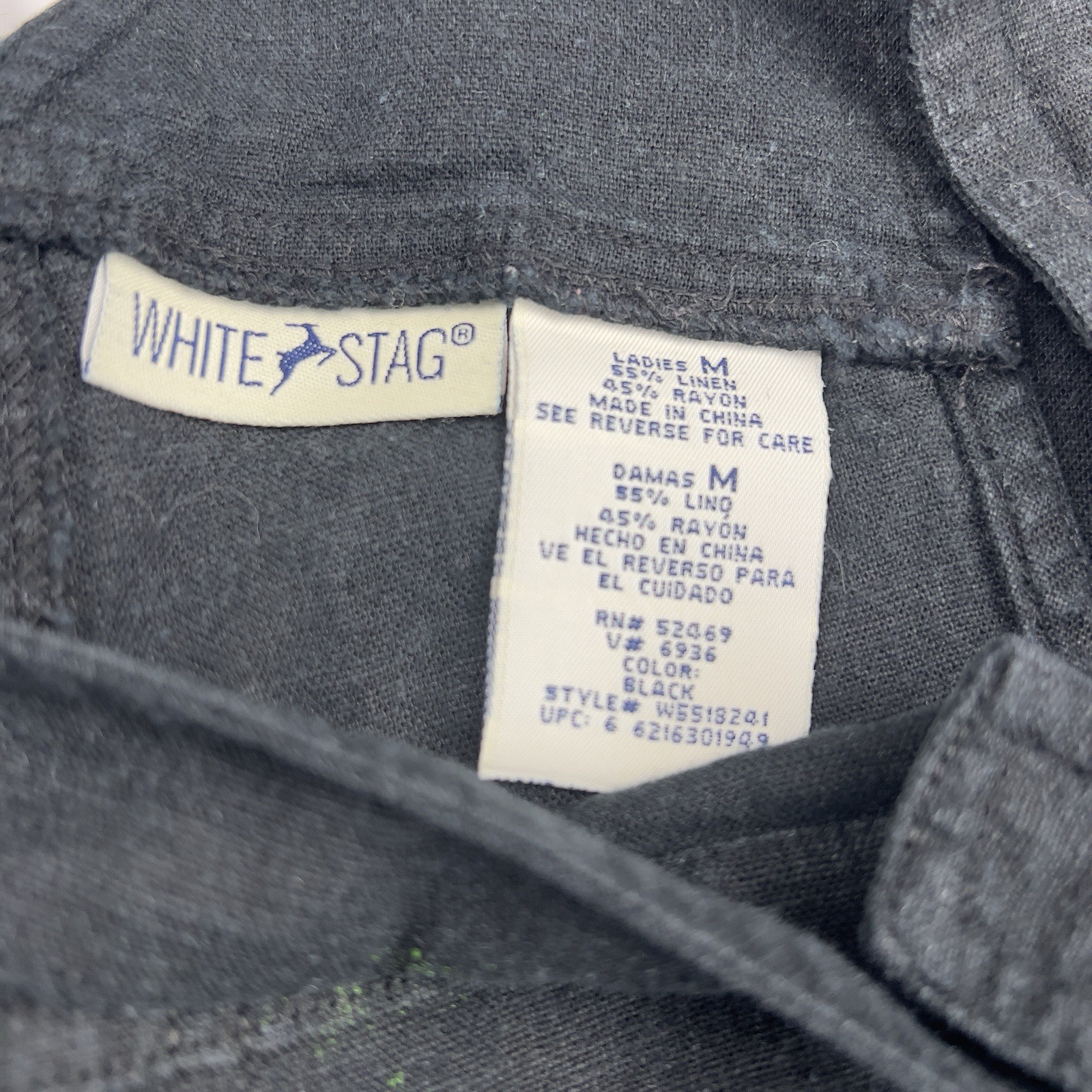 Vintage White Stag Black Linen Overalls Embroidered Artist Painters Jumpsuit M
