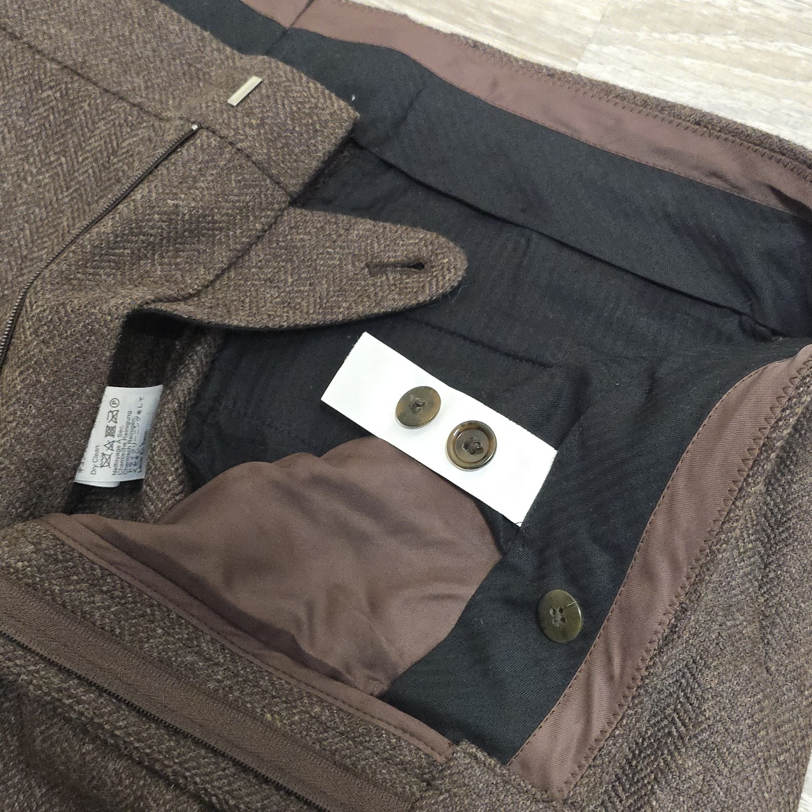 J.Crew x Moon Kenmare Tweed Pants 36×32 Brown Herringbone Worsted Wool Trouser