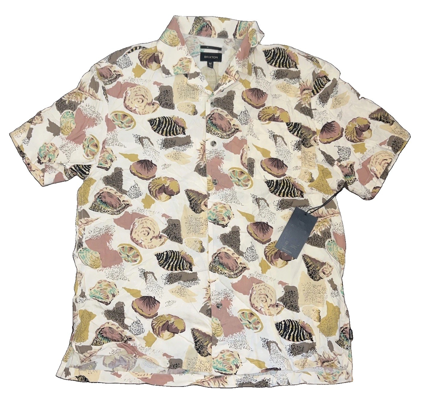 Brixton Men’s Relaxed Fit SS Camp Woven Bunker Button Up Shirt- Size M