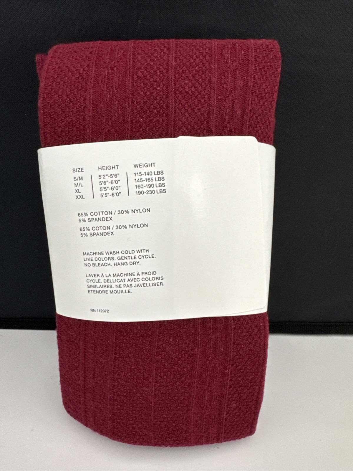 Anne Klein Sweater Knit Tights – Cotton Blend – Size Small/Medium – Wine – New