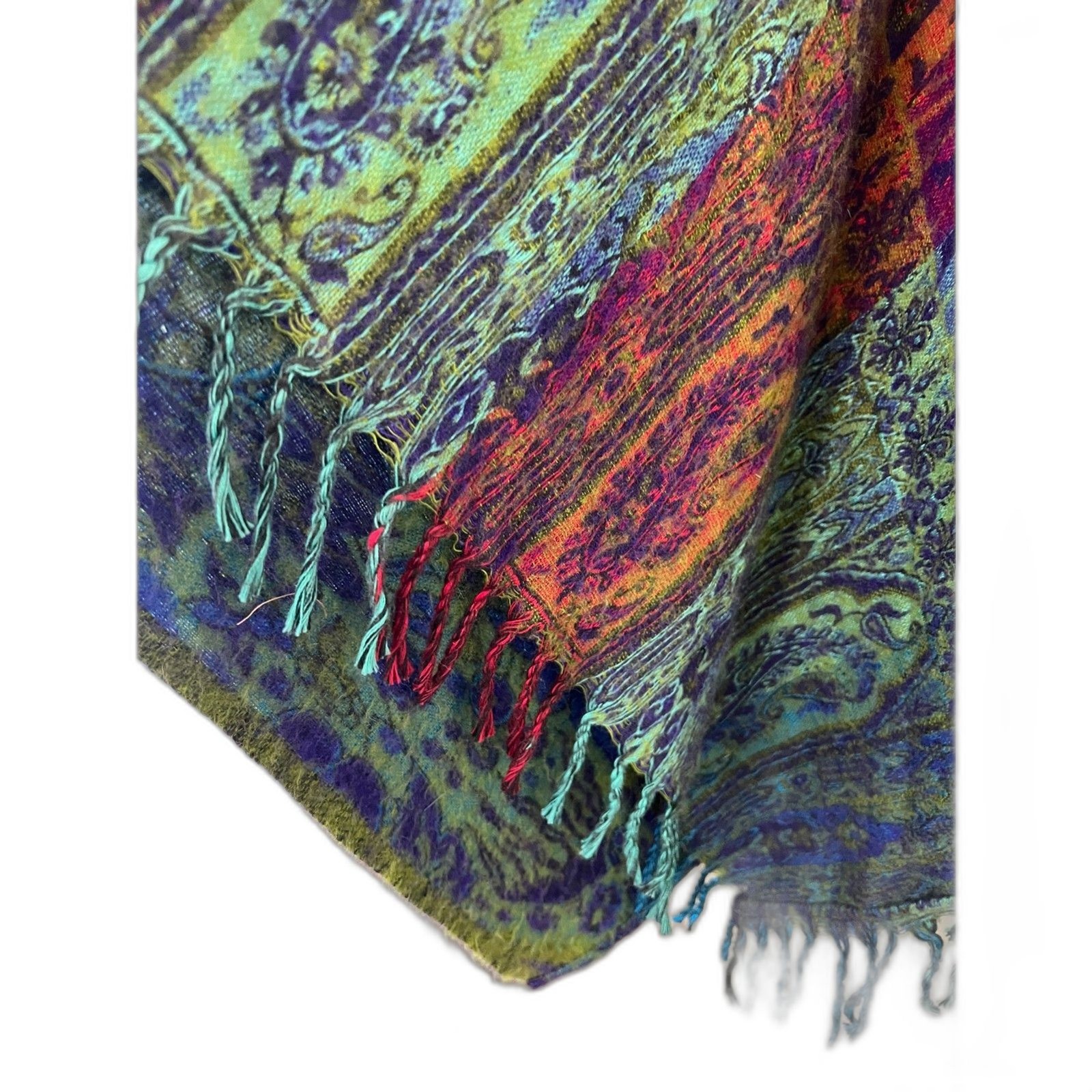 Beautiful and Warm Multicolor Hooded Poncho OS