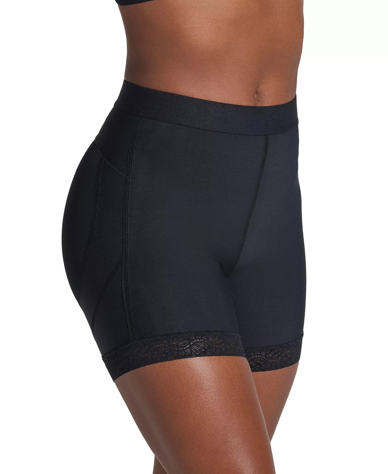 Leonisa Womens Mid Rise Sculpting Butt Lifter Shaper Shorts 012983 Size M Black