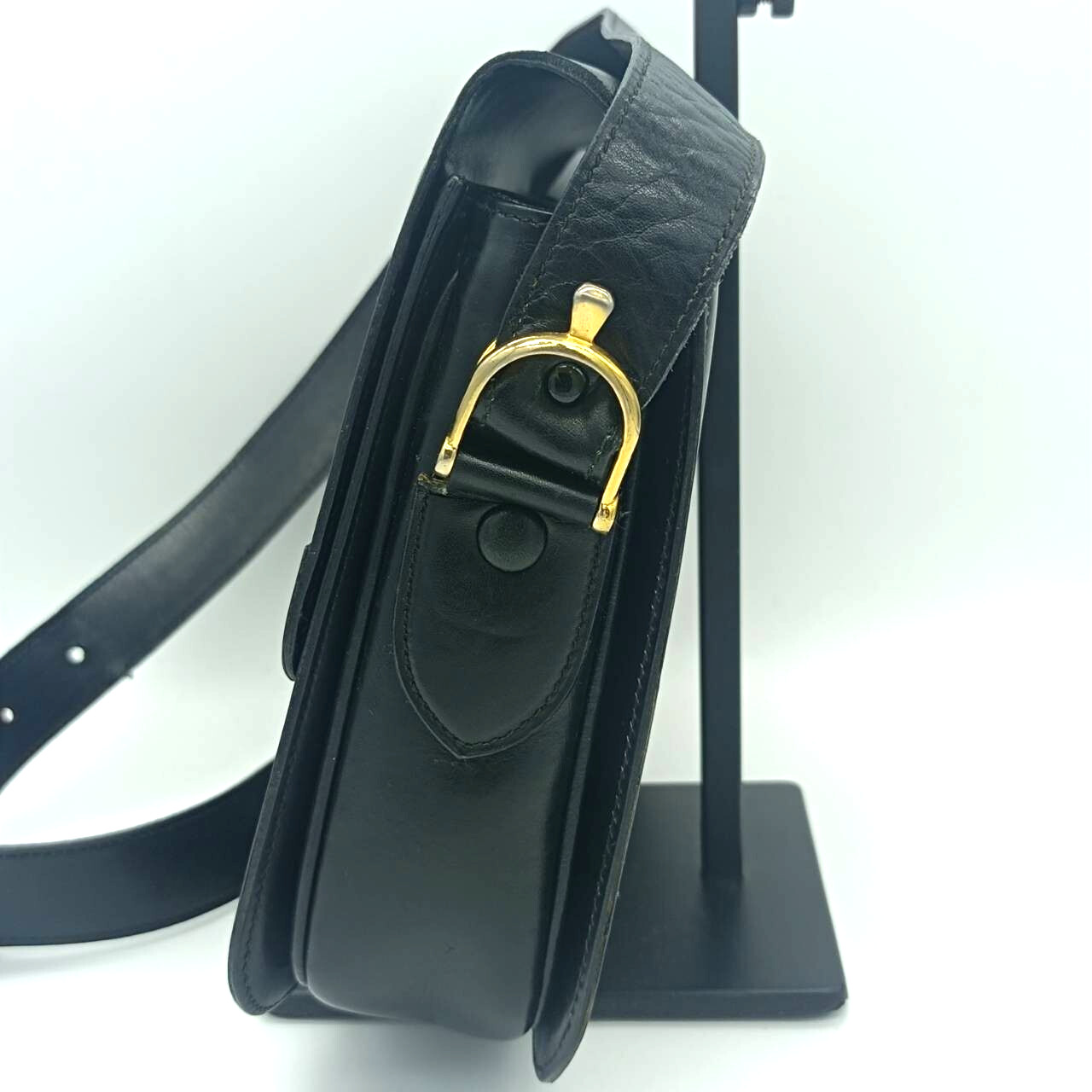 CELINE Leather Shoulder Bag Horse Carriage Gold Metal