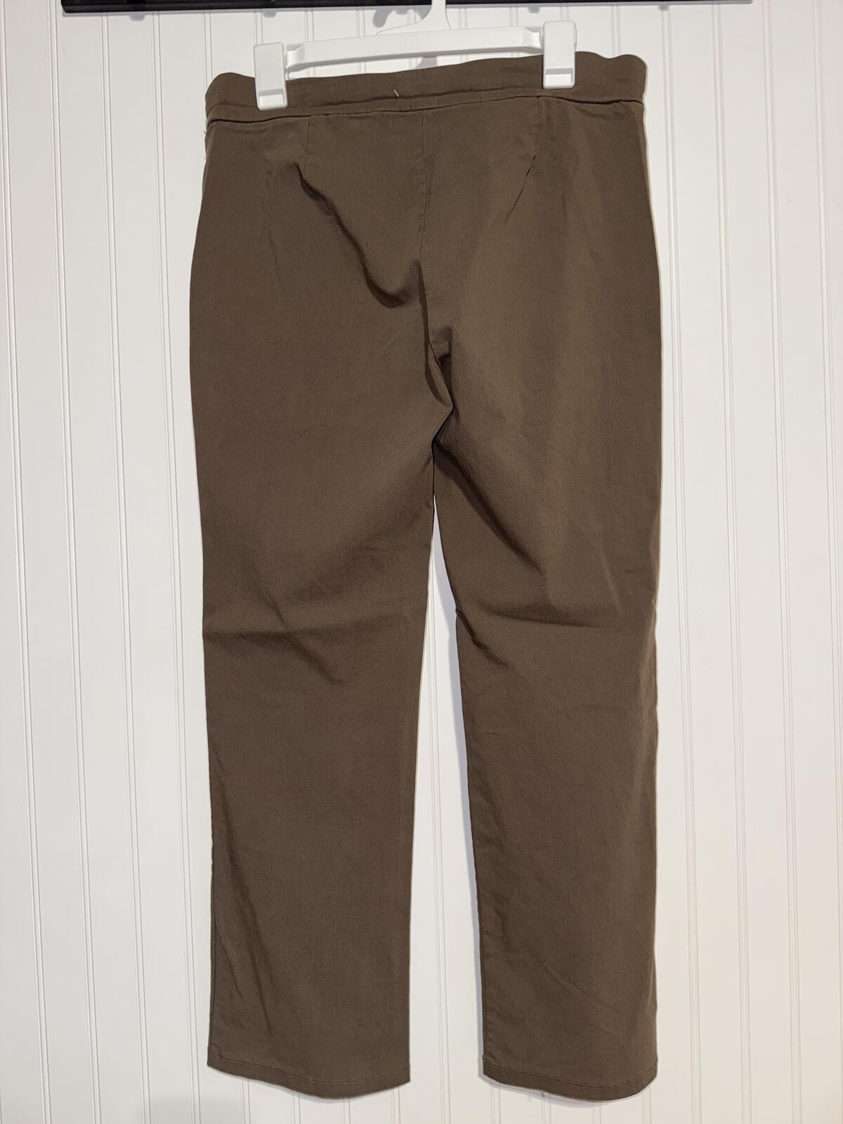 89th + Madison Brown Stretch Pull On Straight Leg Casual Pants Side Tab Large