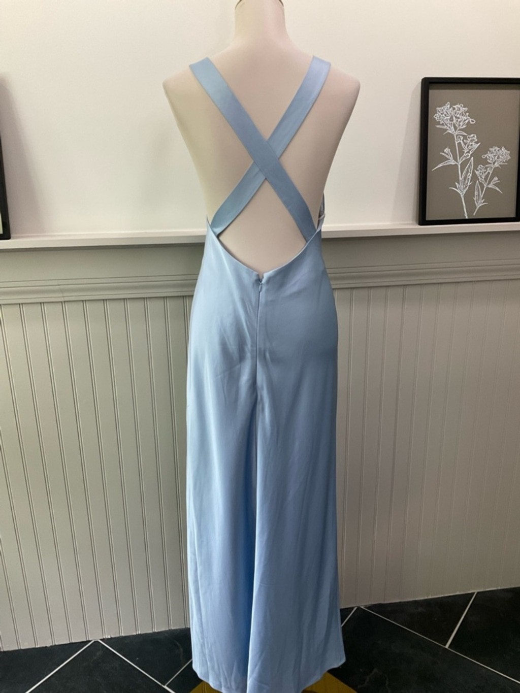 Significant Other Satin Maxi Dress Size 12 Light Blue Cross Strap Slip Dress