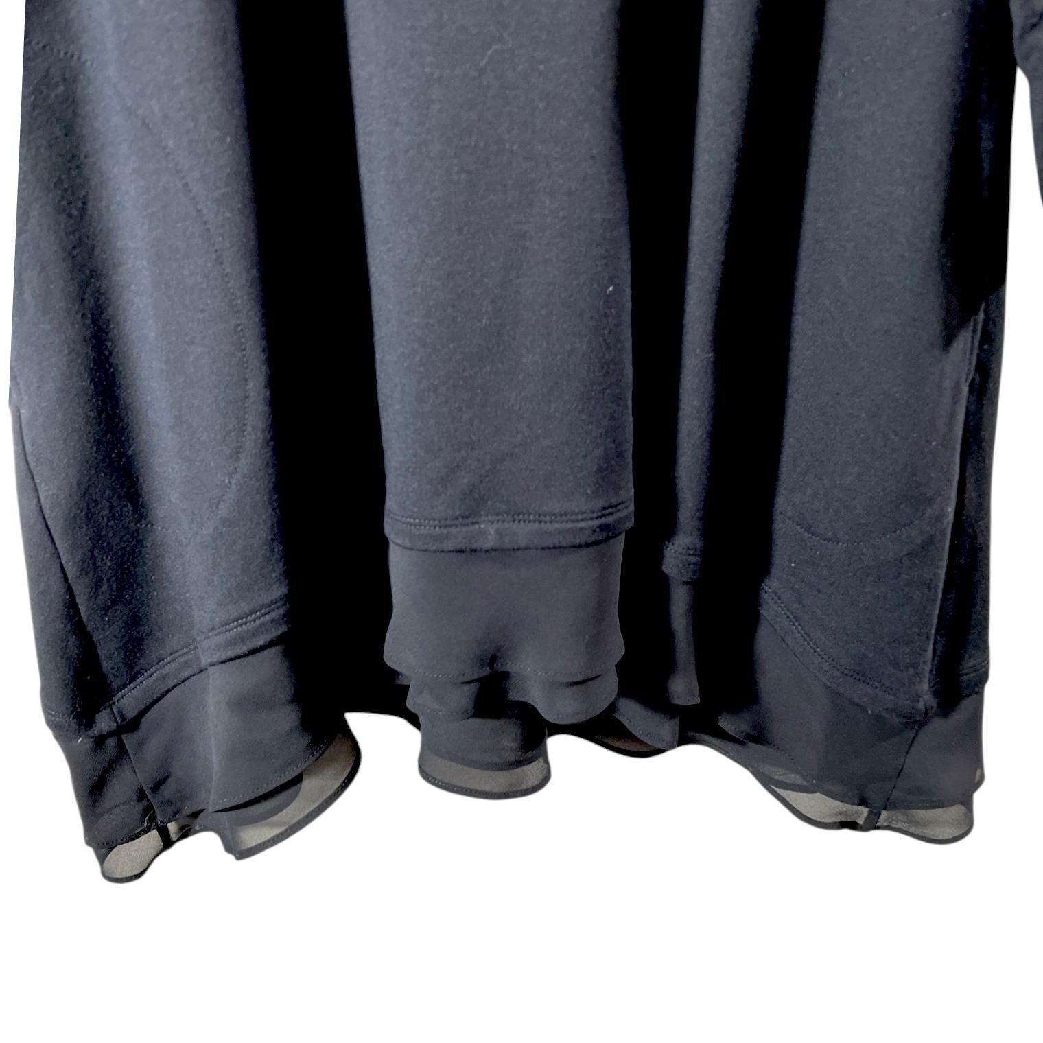 LOGO Lounge Tunic Sweater Womens XL Black Sheer Hem Layered 3/4 Sleeve Pockets