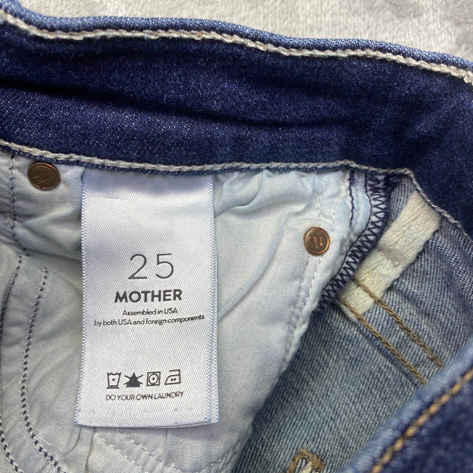MOTHER Swooner Partner in Crime Distressed High Rise Skinny Jeans Sz 25 Fits 22″