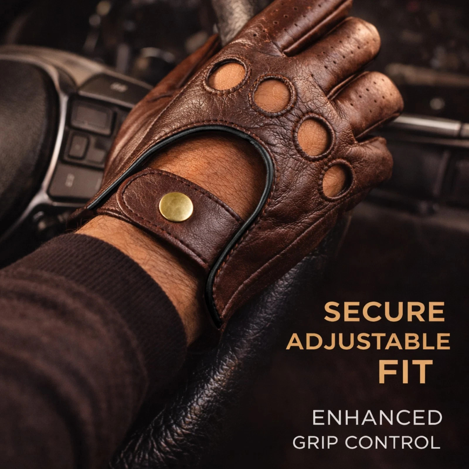 Soft driving gloves, reverse stitched, full finger gloves, goatskin leather
